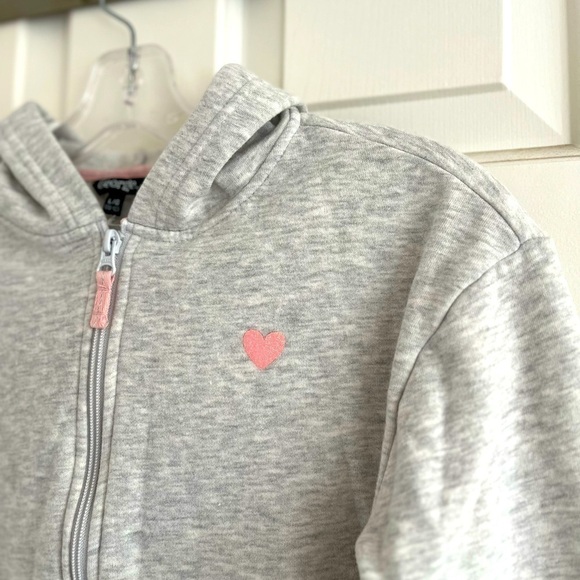 George Pink Heart Heather Grey Zip Up Hoodie Size Large (10-12) - Picture 3 of 15